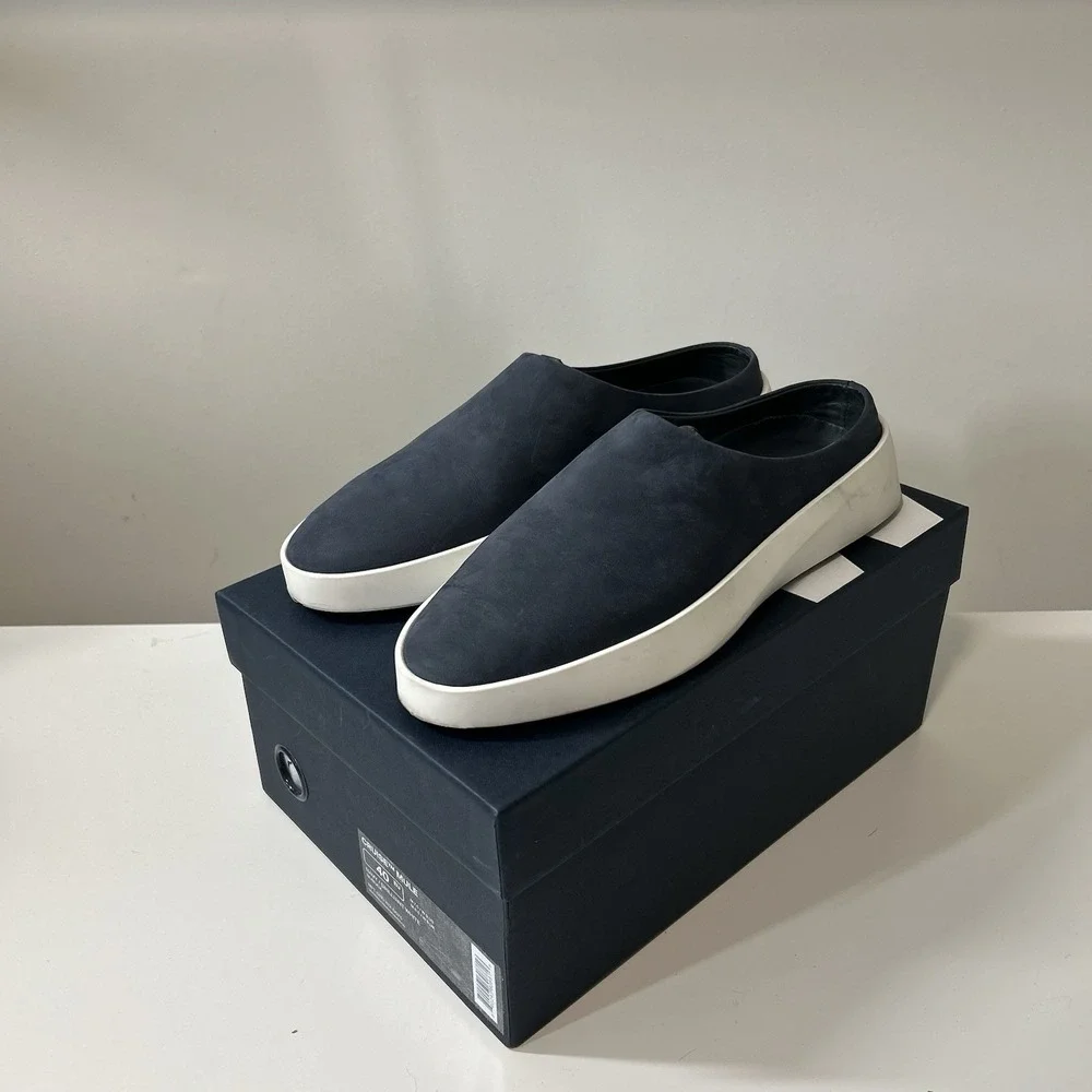 Wolf & Shepherd Shoes Mens 7.5 Women's 9 Cruise Mule Slip On Navy White